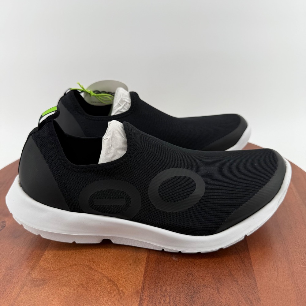 OOFOS OOmg Sport Black White Recovery Slip On Athletic Shoes 5085 Men 10